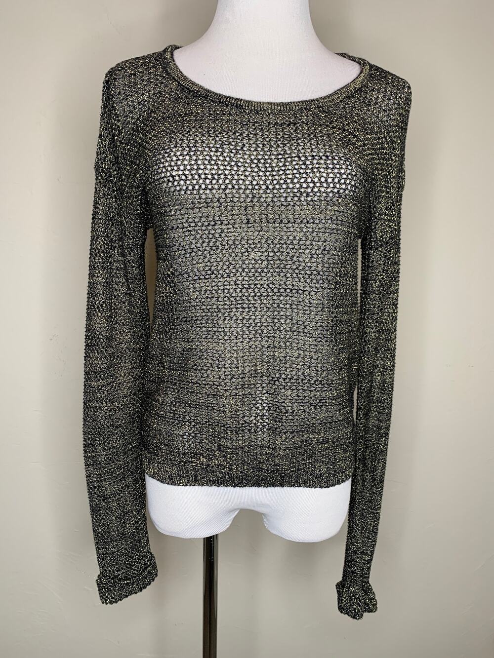 ByCorpus Gold Black Sheer Light Sweater Sz XS